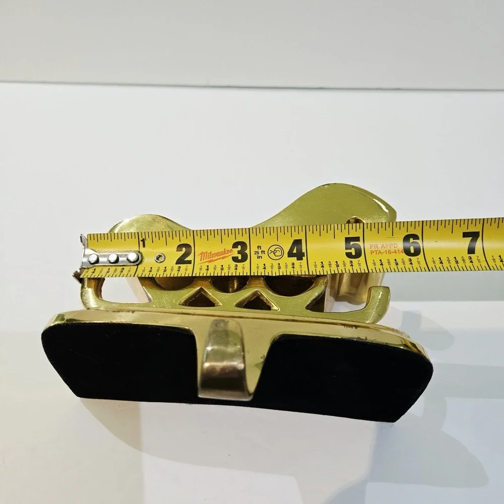 Vintage Solid Brass Sleigh Christmas Stocking Sock Holder Hanger